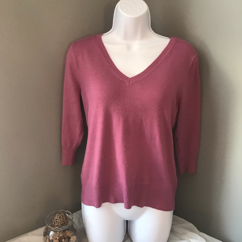 LouLou 3/4 Sleeve Top Women’s Black Knit Stretch Pullover Minimalist Casual Shir
